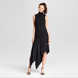 Asymmetrical Ribbed Dress - Black